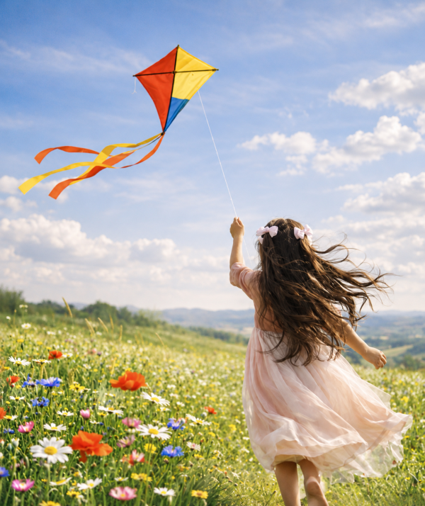 The unseen moves through her, lifting her kite, her spirit, and her heart.